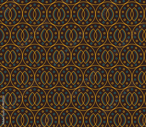 Seamless vector pattern in Indonesian batik style on the brown background.