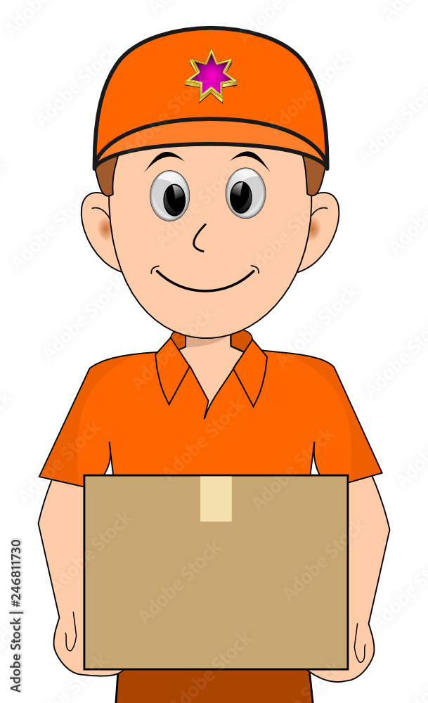 friendly Courier delivering a parcel - illustration friendly Courier delivering a parcel - illustration