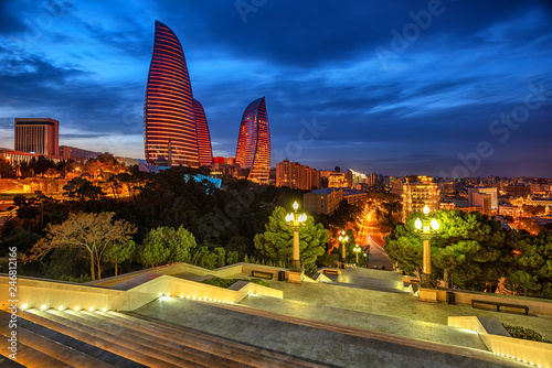 Baku city, Azerbaijan, in the evening light
