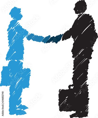 businessmen shaking hands illustration blue