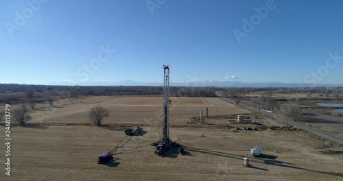 Well head turn orbit #1 with rockies in background 4k right to left pan. photo