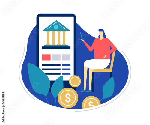 Mobile banking - flat design style colorful illustration