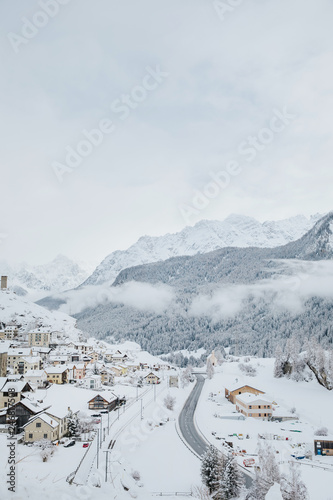 Snowy mountain village Ardez 