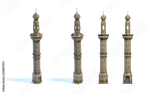 Tela Set of 3d-renders of old minaret