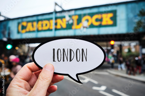word London in a signboard at Candem Lock photo