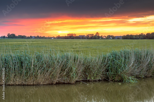 Agricultural landscape river photo