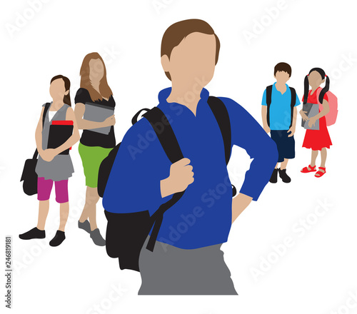  back to school children going to school illustration