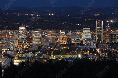 Aerial night view of Portland, Oregon