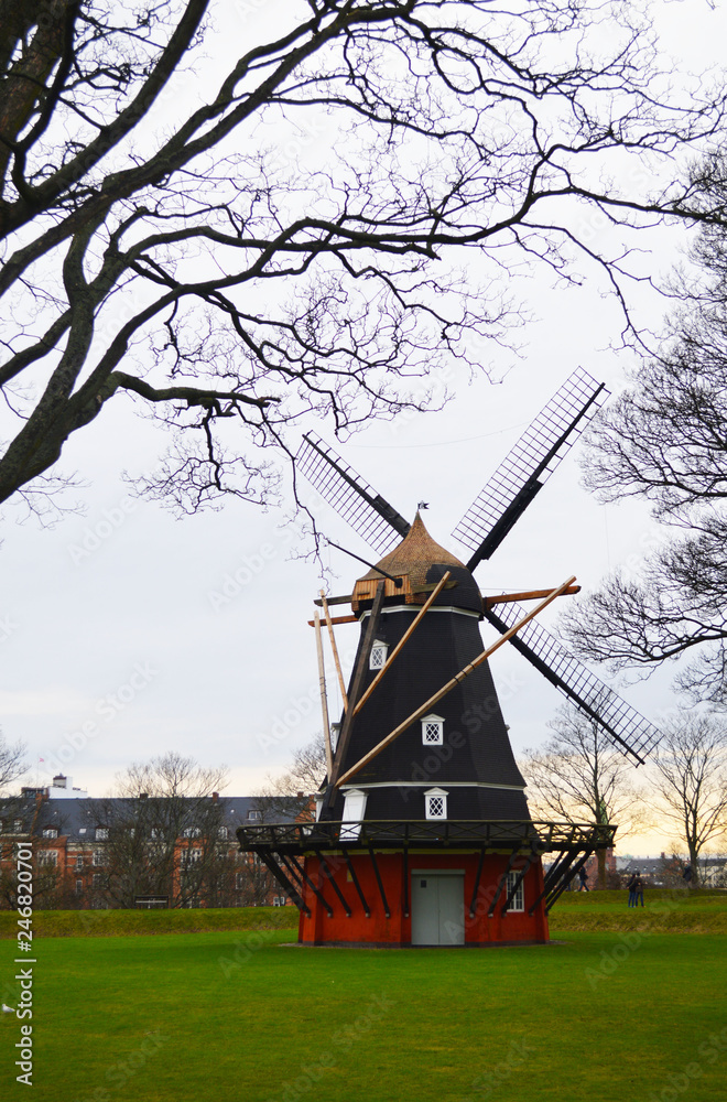 Copenhagin, Denmark. Mill in the park