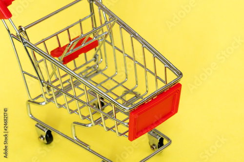 Close-up view of empty shopping cart