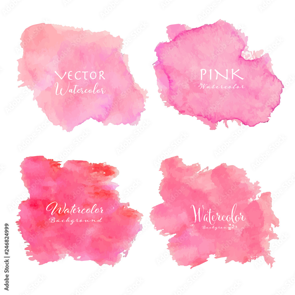 Pink abstract watercolor background. Watercolor element for card. Vector illustration.