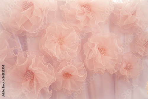 Canvas Print pink tulle flowers, holiday decoration