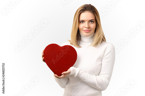 beautiful girl with a heart valentines day