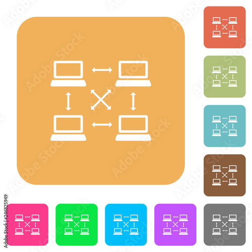 Content delivery network rounded square flat icons