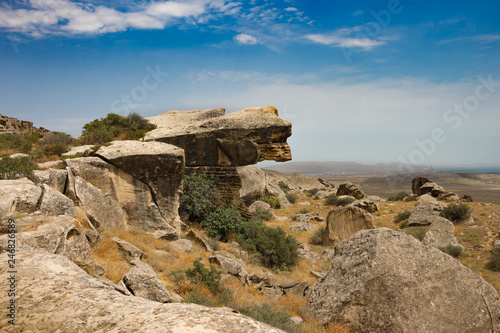 Gobustan habitat  ancient people Garadagh, district, photo