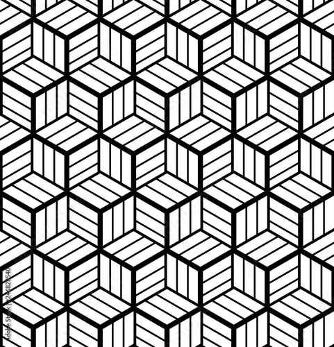 Seamless op art geometric pattern. 3D illusion.