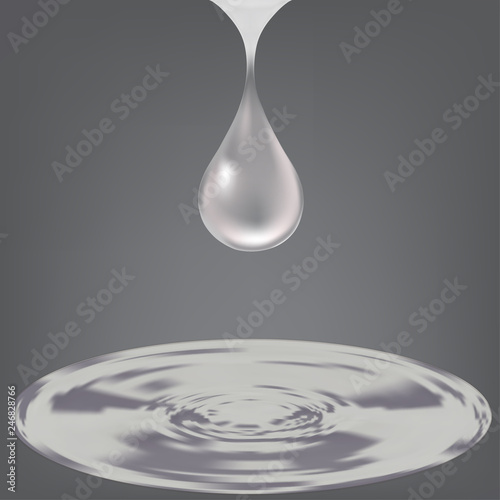 Vector Colorful Illustration a Drop on grey Background. Raindrop for rain illustration.