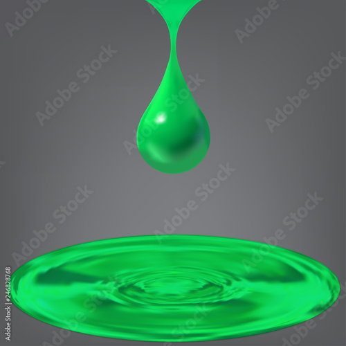 Vector Colorful Illustration a Drop on grey Background. Raindrop for rain illustration.