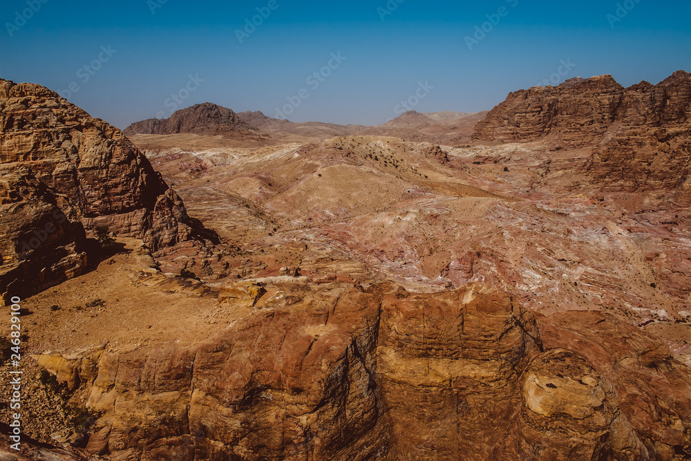 Hilly landscape on the antique site of Petra - Jordan