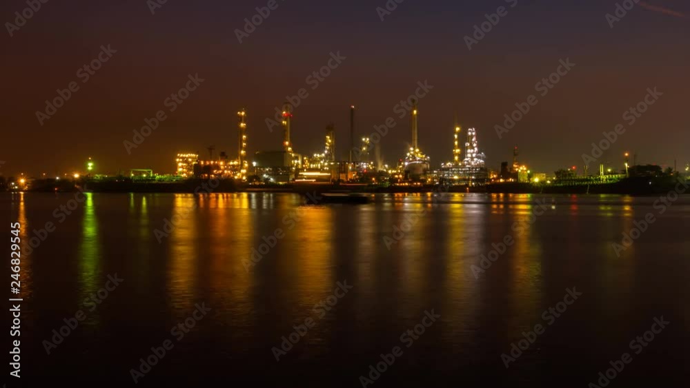 Oil Refinery Station at morning, Thailand. (Time Lapse) Oil Refinery Station at morning, Thailand. (Time Lapse)