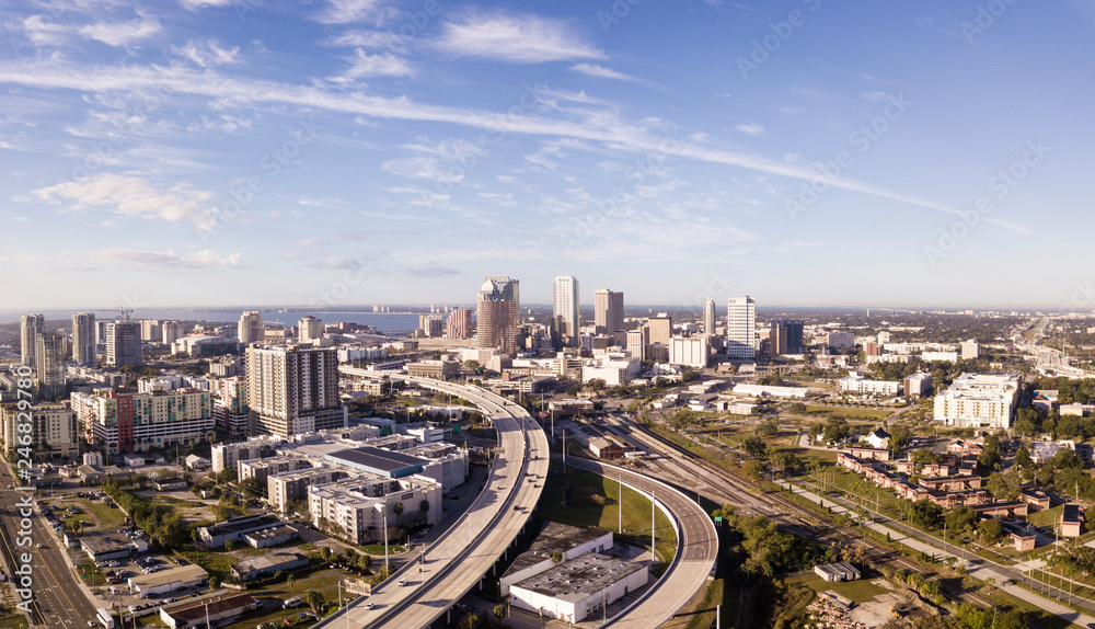 Aerial panoramic photo of the downtown area of Tampa, Florida