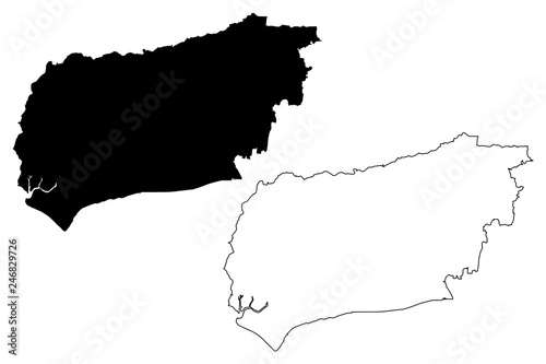 West Sussex (United Kingdom, England, Non-metropolitan county, shire county) map vector illustration, scribble sketch West Sussex map