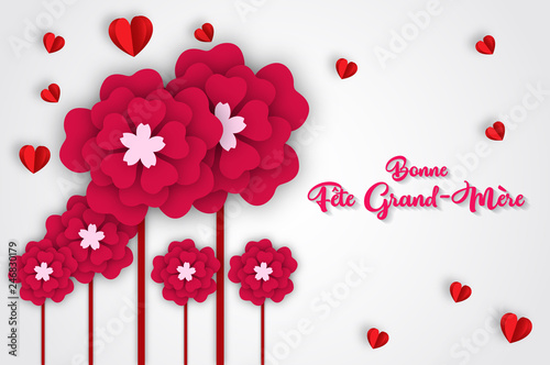 Bonne fête grand-mère - à forme de coeur avec salutation. Bonne fête grand-mère