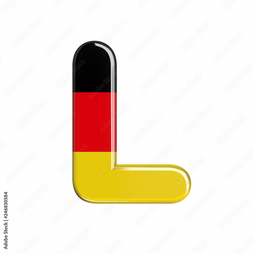 Germany flag letter L - Capital 3d german font - suitable for Germany, Berlin or Europe related subjects Germany flag letter L - Capital 3d german font - suitable for Germany, Berlin or Europe related subjects