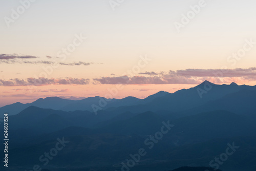 Mountain range in the morning  Silhouette layer mountain