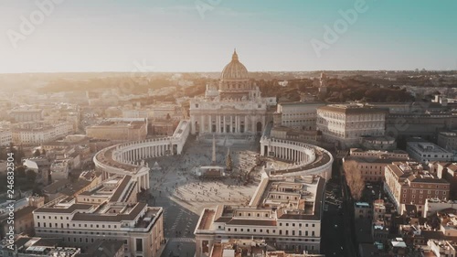 Aerial view of crowded St. Peter's Square in Vatican City photo