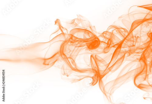 Orange smoke abstract on white background. ink water color