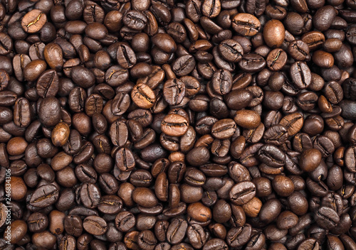 Roasted Coffee beans texture background, Closeup
