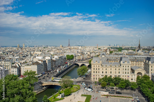 Paris overview from the top of Notre Dame