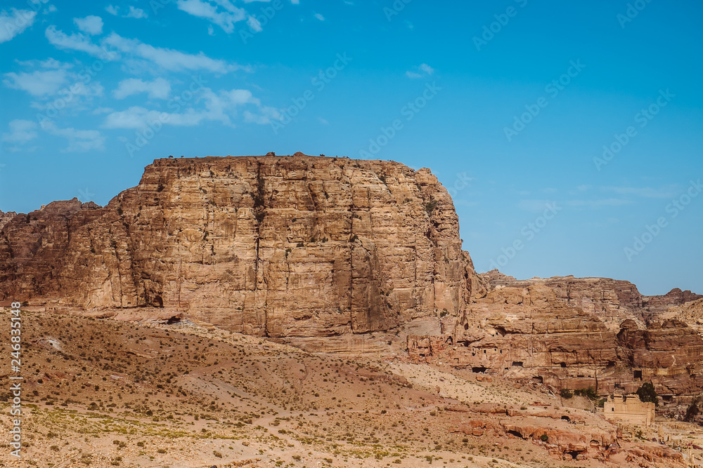 The Lost City of Petra with famous Al-Khazneh (The Treasury) and The Motastery. The Lost City of Petra with famous Al-Khazneh (The Treasury) and The Motastery.