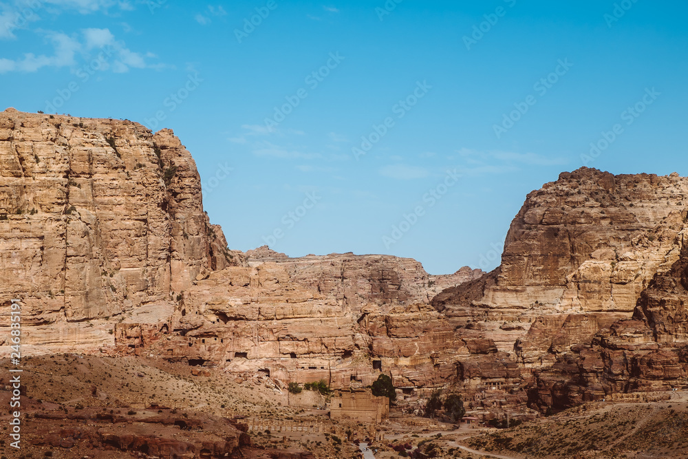 Hilly landscape on the antique site of Petra - Jordan
