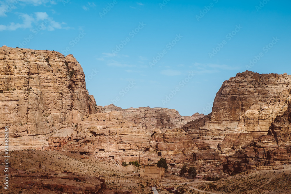 Hilly landscape on the antique site of Petra - Jordan Hilly landscape on the antique site of Petra - Jordan