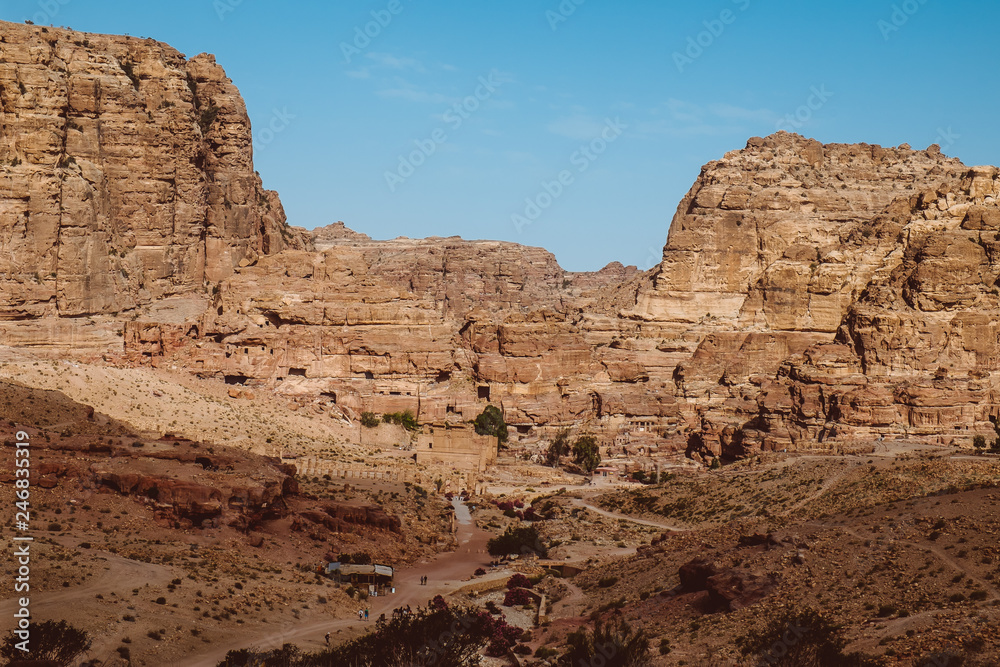 Hilly landscape on the antique site of Petra - Jordan