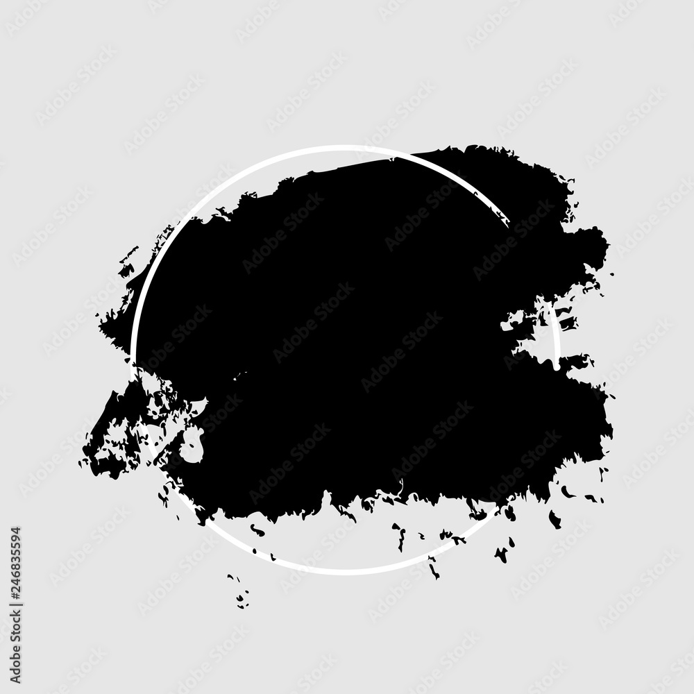 Fototapeta premium Abstract geometric vector background, brush paint illustration, frame, element, shape. Black ink brush stroke texture