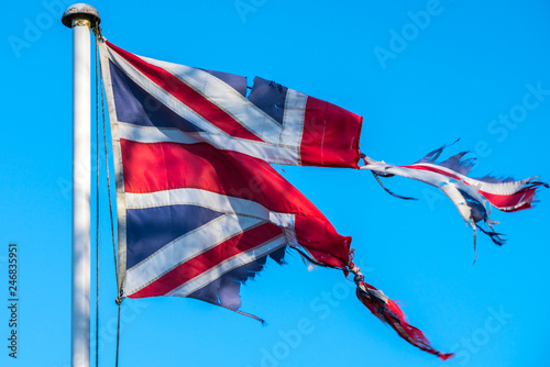 Badly torn Union Jack Flag
