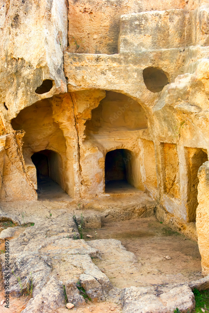 Excavated sites at the Tombs of the Kings, Paphos, Cyprus.
