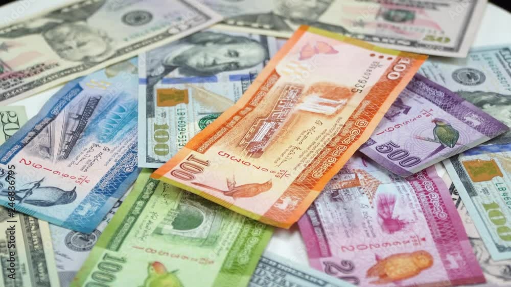 Sri Lankan money and US dollars. 4K Sri Lankan money and US dollars. 4K