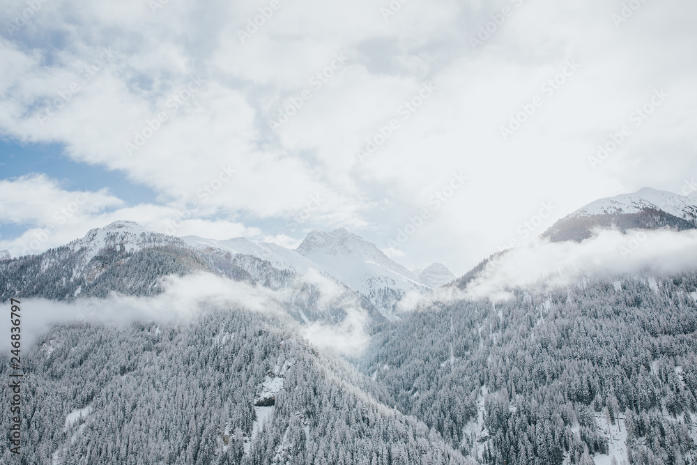 Snowy mountain landscape of Switzerland