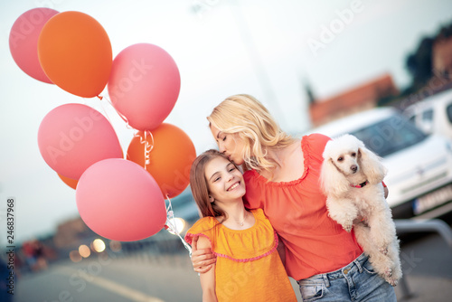 Mother and daughter having fun together