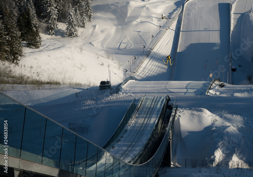 Fototapeta Naklejka Na Ścianę i Meble -  Ski Jumping. skoki narciarskie, holmenkollen Oslo Norway Norge Norwegia