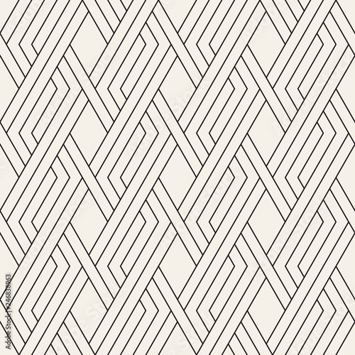 Vector seamless pattern. Modern stylish texture. Repeating geometric background. Striped interlaced lines. Linear graphic design.