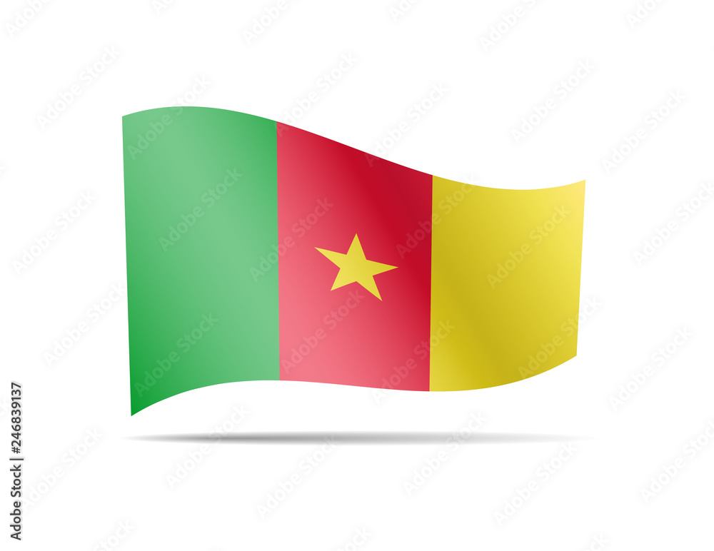 Waving Cameroon flag in the wind. Flag on white vector illustration