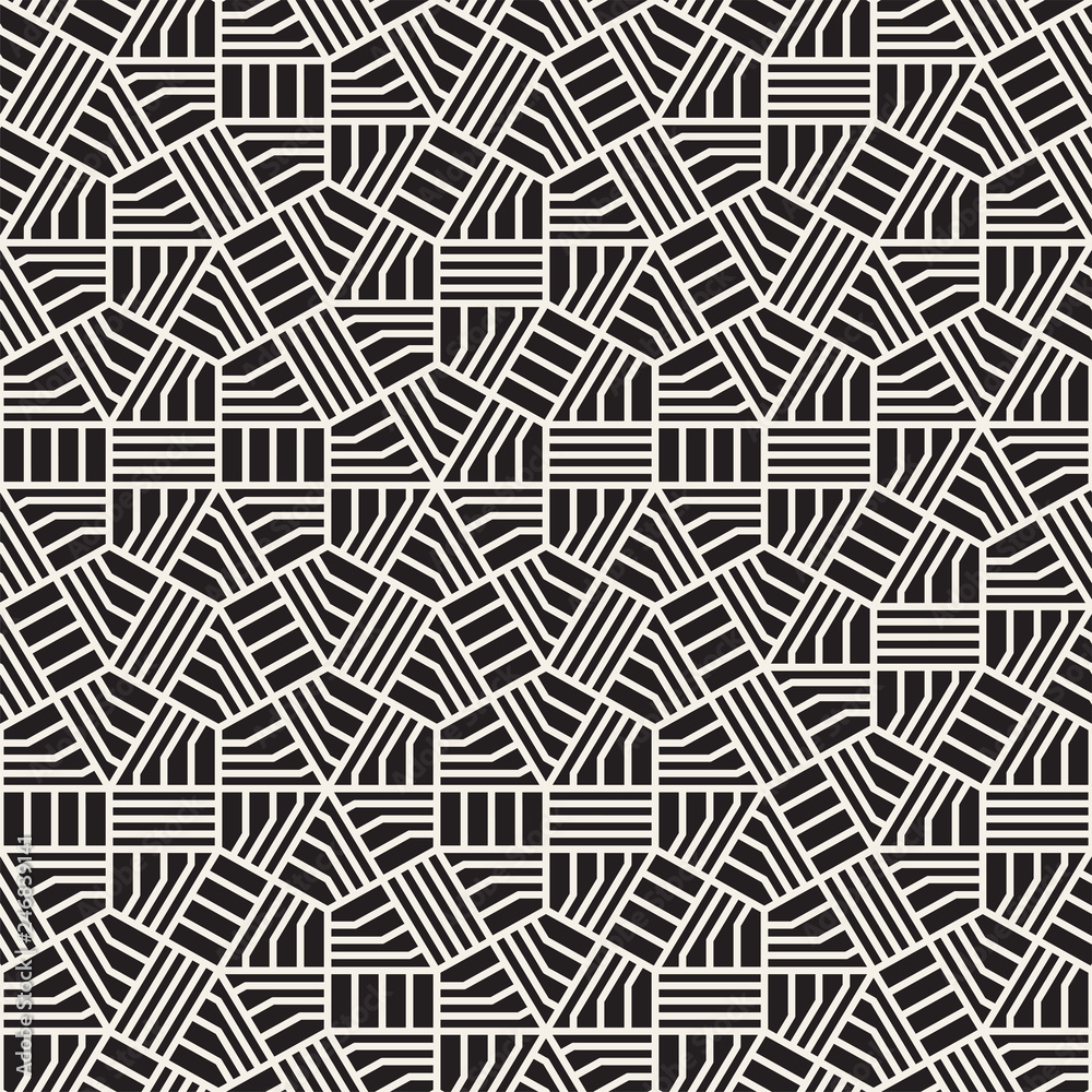 Vector seamless irregular linear grid pattern. Modern abstract texture. Repeating geometric lattice from randomly disposed elements.
