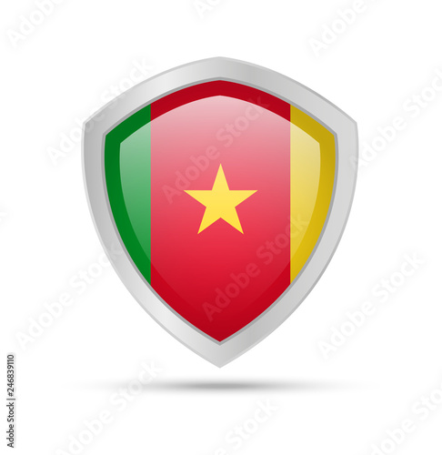 Shield with Cameroon flag on white background. Free Download Shield with Cameroon flag on white background. - GFXLoad