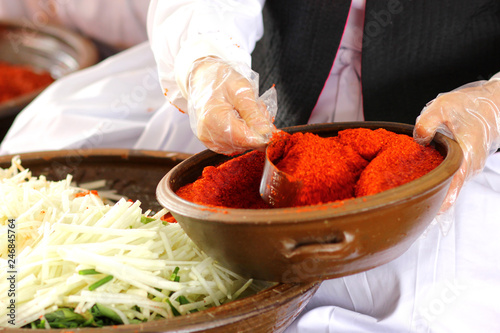 한국의 음식 배추 김치 축제 백그라운드 이미지