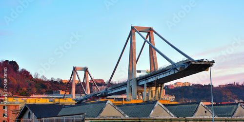 Morandi bridge remains of the east side Genoa Italy	 photo